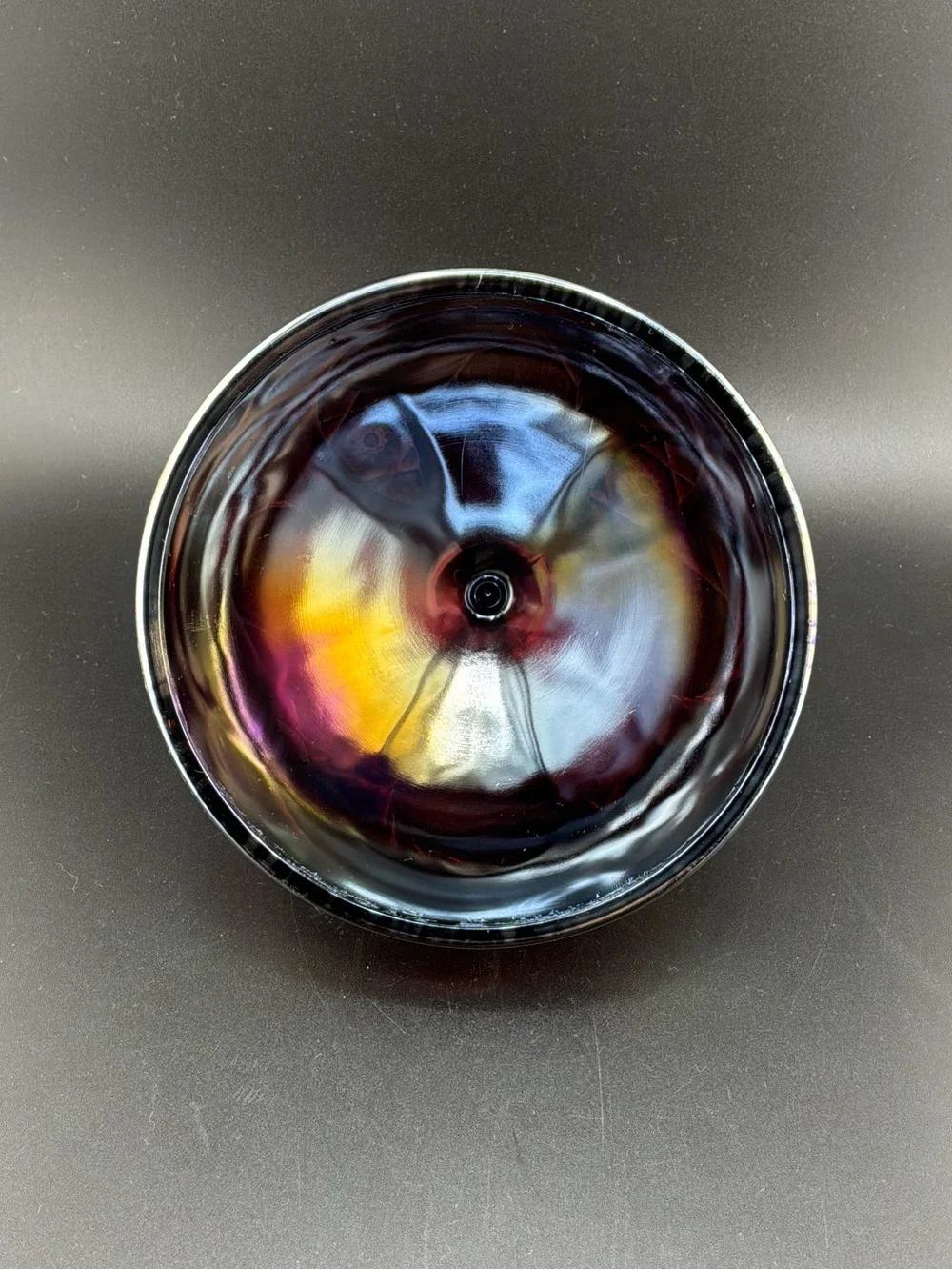 L.E Smith Carnival Glass Covered Butter Dish - Rainbow Finish